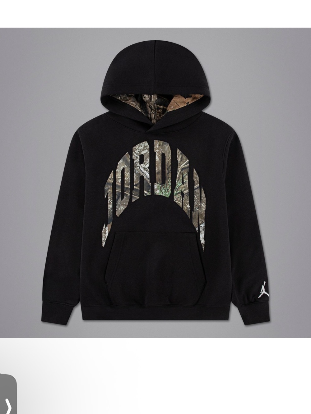 NWT Jordan Realtree Black Hoodie w  Camo Arch Logo Sz S $60